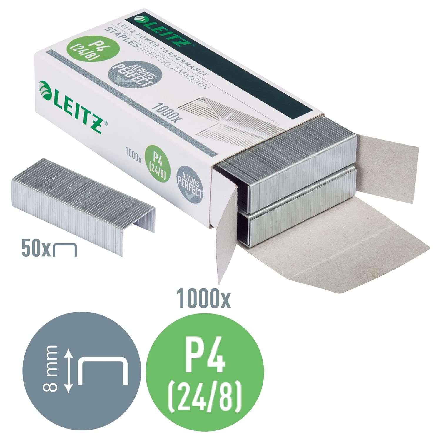 Leitz Staples Zinc-Plated, 24/8mm, 1000pc. , stainless steel