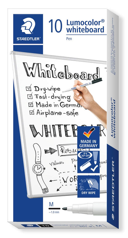 Staedtler Lumocolor Whiteboard Pen - Black (Box of 10