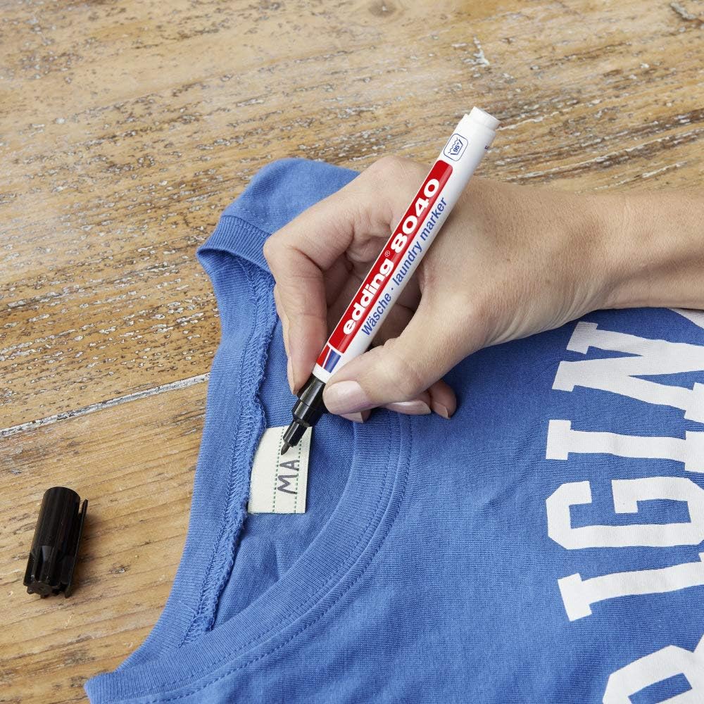edding 8040 laundry marker - red - 1 pen - round nib 1 mm - textile marker for labelling clothes, wash-resistant at 95°C - laundry pen