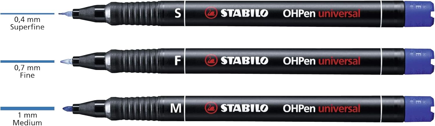 OHP Pen - STABILO OHP Pen Permanent - Superfine - Wallet of 4 - Assorted Colours