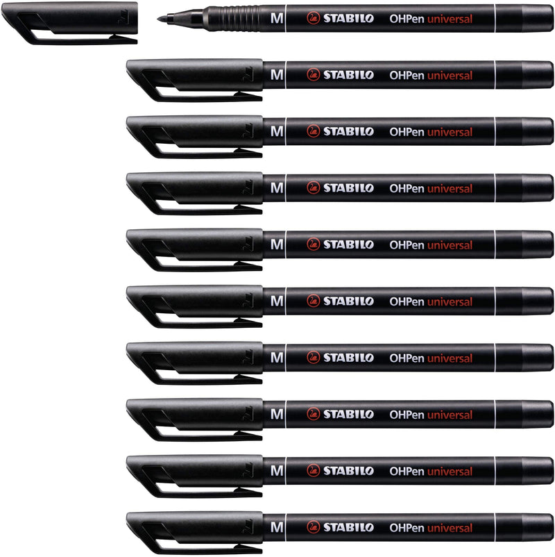 STABILO Overhead Pen OHPen universal - Permanent Medium - Pack of 10 - black