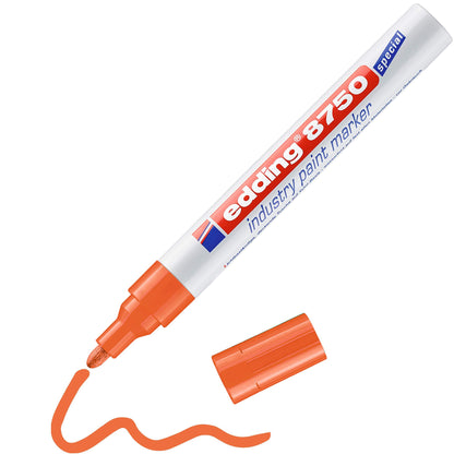 edding 8750 industry paint marker - orange - 1 pen - round nib 2-4 mm - paint marker for writing on dusty, slightly oily surfaces, tyres, metal, glass and wood - permanent, waterproof