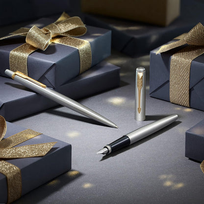 Parker Jotter Fountain Pen | Royal Blue | Medium Nib with Blue Ink | Gift Box