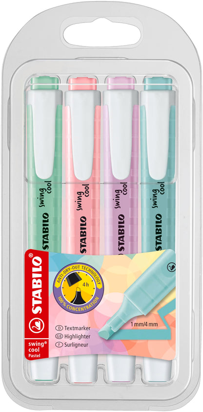 Highlighter - STABILO swing cool Pastel - Pack of 4