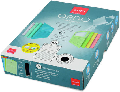 ELCO Ordo Classico 220x310 mm 120GSM Paper Folder with Printing and 180x100 mm Window (Box of 100) - Bright