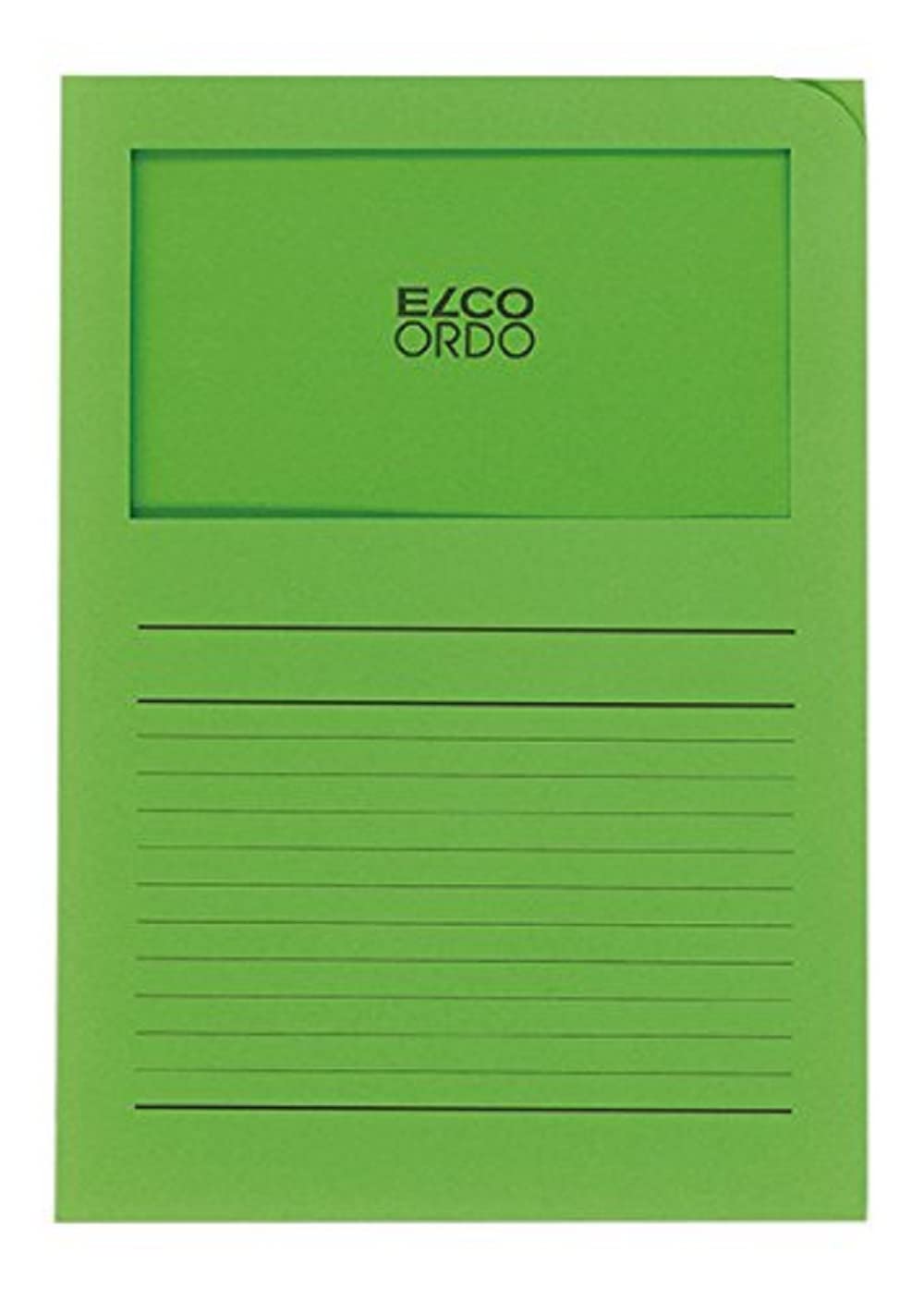 ELCO Ordo Classico 220x310 mm 120GSM Paper Folder with Printing and 180x100 mm Window (Box of 100) - Bright Green