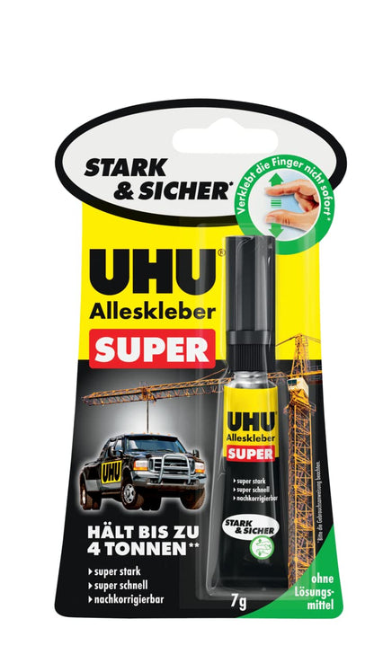 UHU Alleskleber SUPER Tube – Super starker und super schneller Universalkleber – Nachkorrigierbar – 1 x 7 g