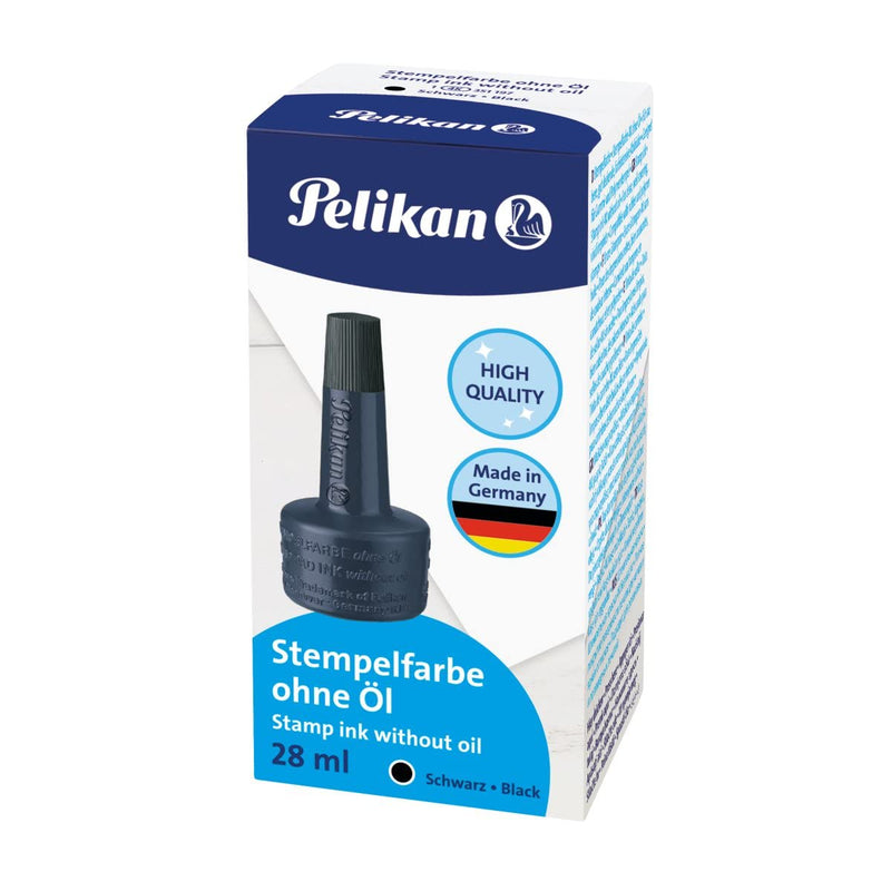 Pelikan Stempelfarben 4 K Stempelfarbe 4K o.Öl 28ml Schwarz MIT VERSTREICHER