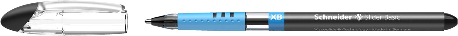 Schneider 151276 Slider Basic XB Pack of 6 and 1x Slider Rave XB Ballpoint Pen with Case, Black Ink