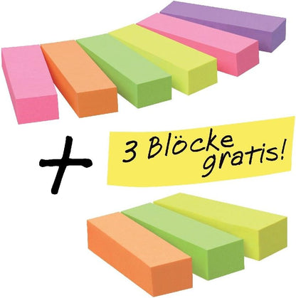 Post-it 670-6+3 Page Marker Blocks Narrow 15 x 50 mm, 9 x 100 Sheets Fluorescent Pink / Fluorescent Green / Fluorescent Yellow / Fluorescent Orange / Fluorescent Purple