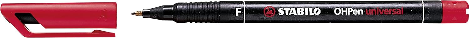 Overhead Pen - STABILO OHPen universal - Permanent Fine - Pack of 10 - red