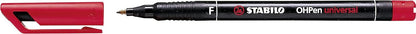 Overhead Pen - STABILO OHPen universal - Permanent Fine - Pack of 10 - red