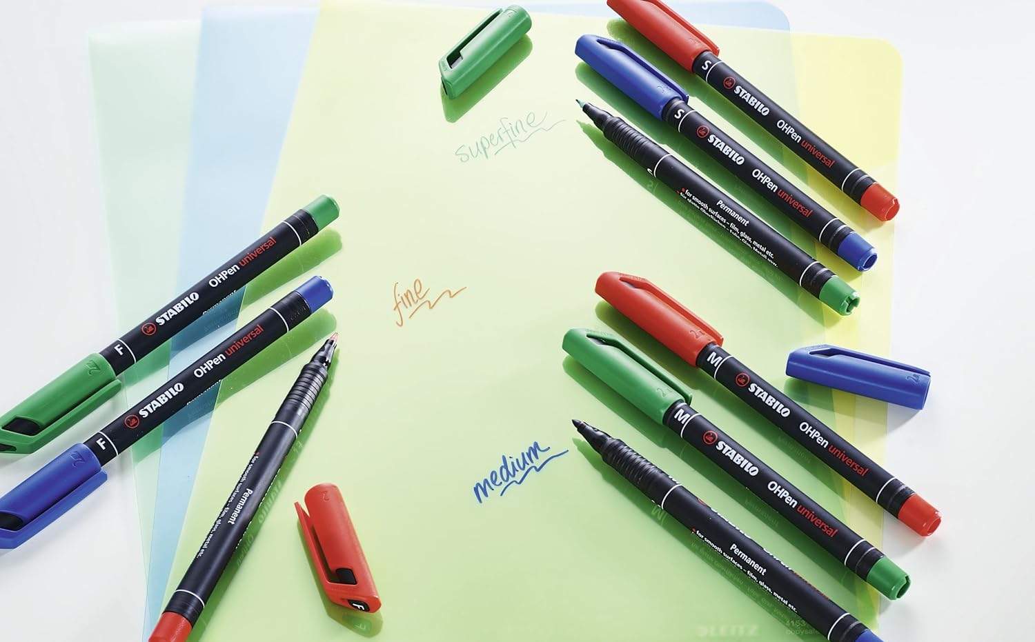 Overhead Pen - STABILO OHPen universal - Permanent Fine - Pack of 10 - red