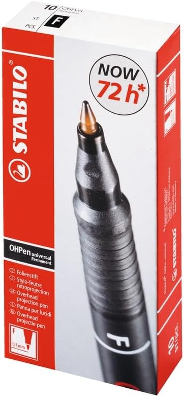 Overhead Pen - STABILO OHPen universal - Permanent Fine - Pack of 10 - red