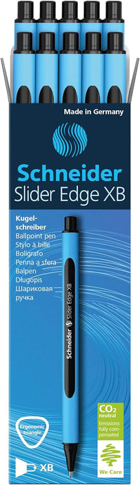 Schneider 152201 Ballpoint Pen Slider Edge with Cap XB Black Barrel Colour: Cyan-Black, 10 Count (Pack of 1