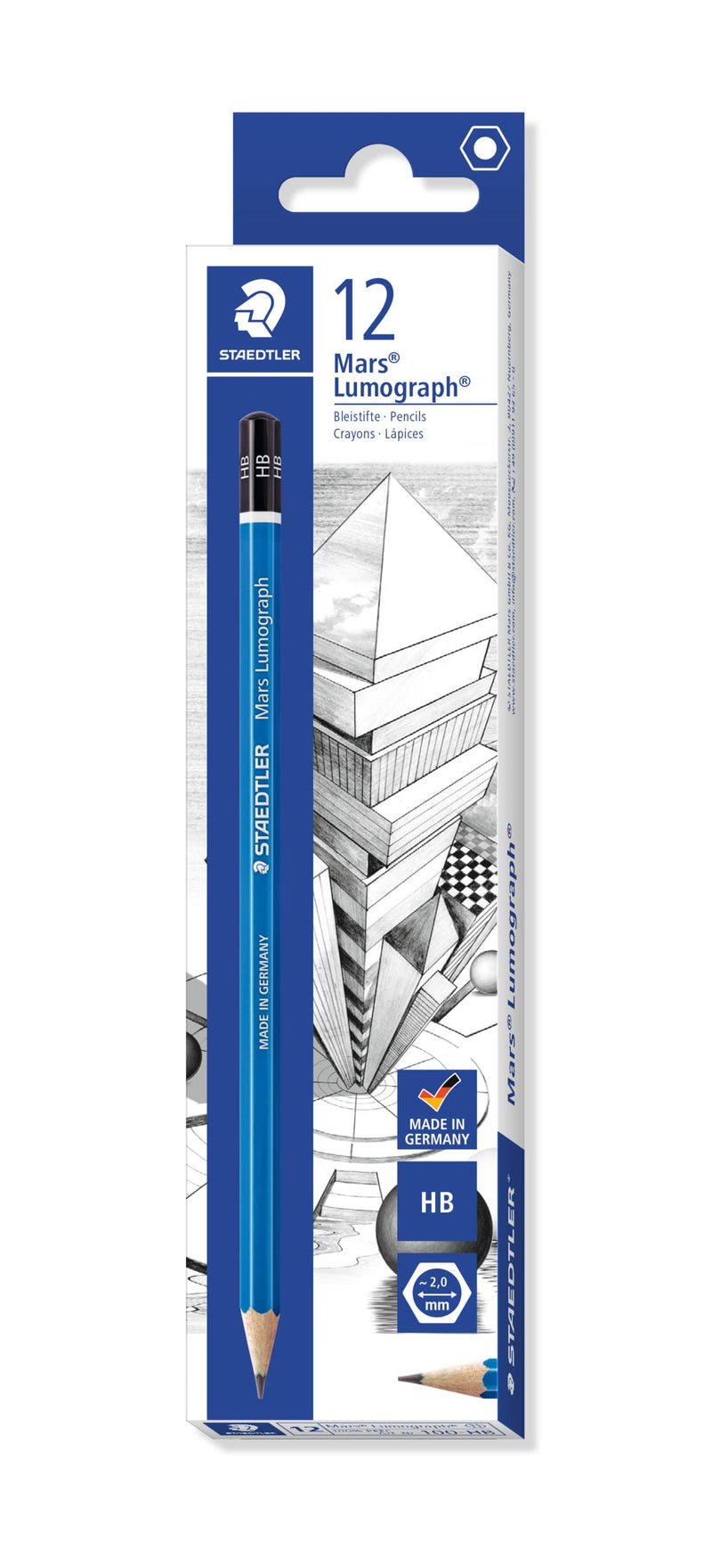 STAEDTLER 100-HB Mars Lumograph Graphite Pencils for Drawing & Sketching- HB (Box of 12