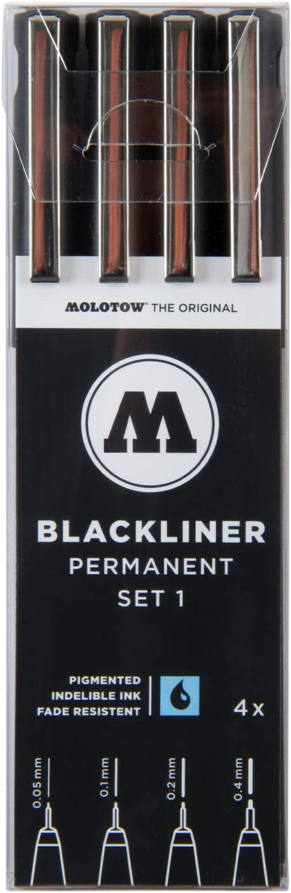 Molotow Blackliner Black Marker Brush - MO200486 Set 1 4er Set Black