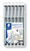 STAEDTLER ‎308 SB6P Pigment Liner Fineliner Pens with Assorted Line Width - Black (Set of 4 + 2 Free
