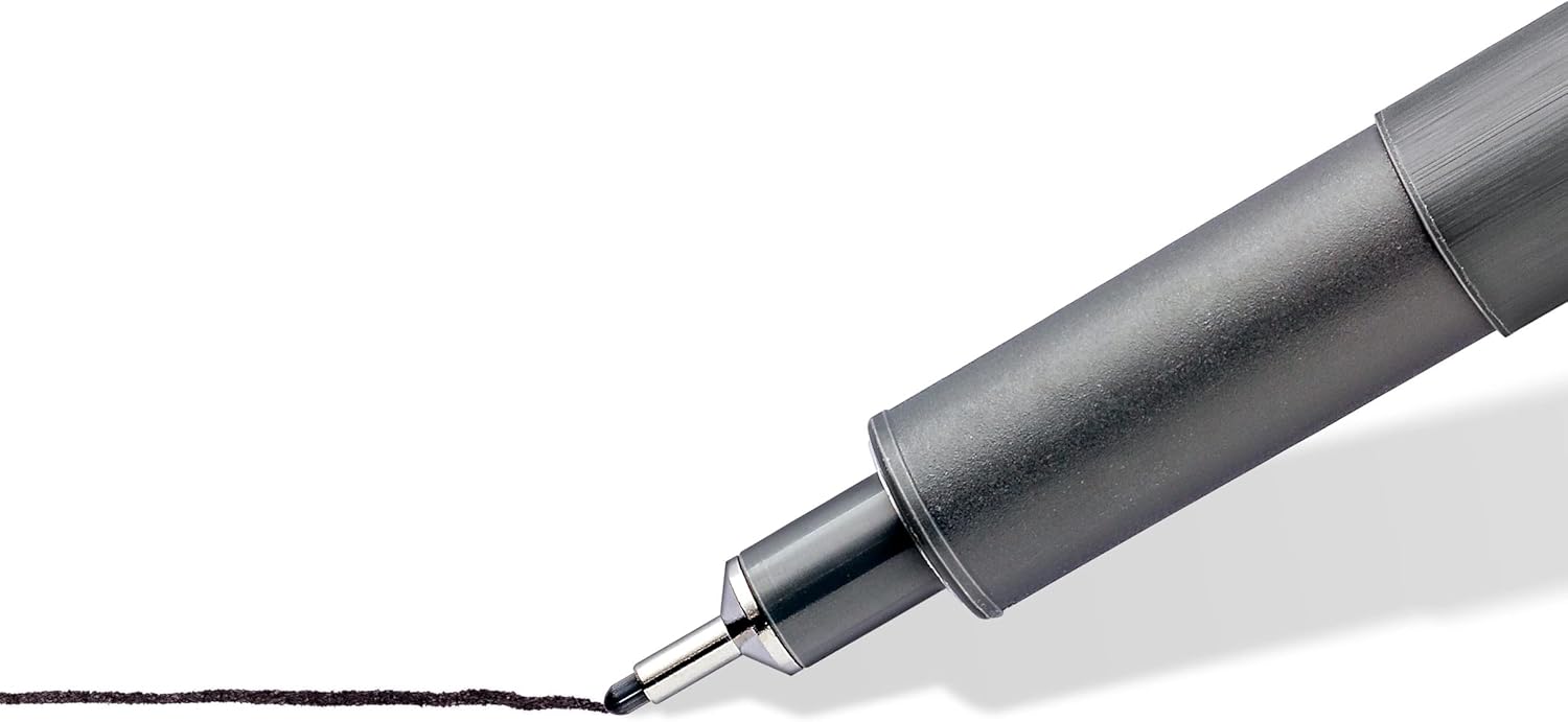 STAEDTLER ‎308 SB6P Pigment Liner Fineliner Pens with Assorted Line Width - Black (Set of 4 + 2 Free