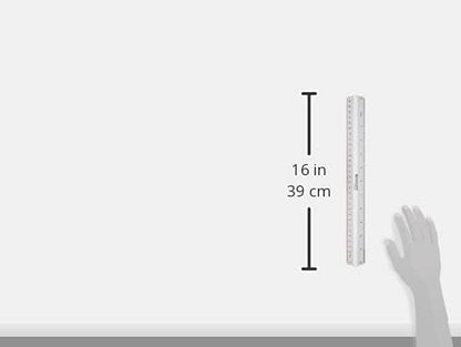 Westcott 12"/300mm Raised Grip Aluminium Ruler with Metric and Imperial Scale - Silver 300 mm