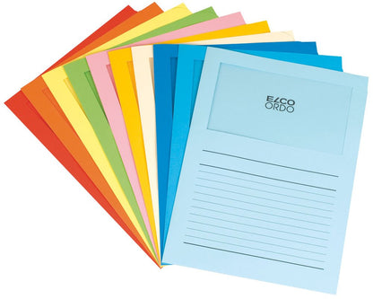 ELCO Ordo Classico 120gsm 10 Colours Ass. x 10 Paper Folders (220x310mm) with Printing and Window 180x100mm - Box 100