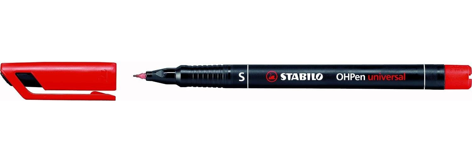 Overhead Pen - STABILO OHPen universal - Permanent Superfine - Pack of 10 - red