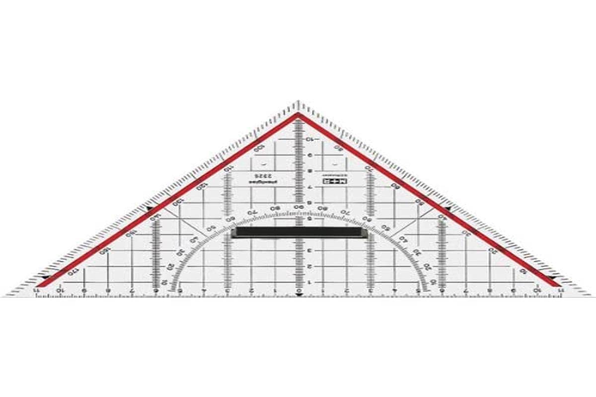 M+R 723250100 Set Square 25 cm Plexiglass Clear Backing – Red