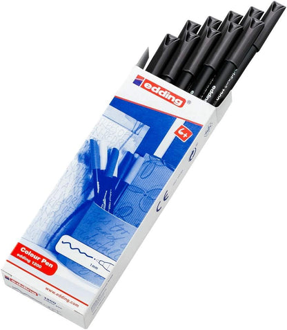 edding 1200 colour pen fine - black - 10 pens - round tip 1 mm - felt-tip pen for drawing and writing - for school or mandala