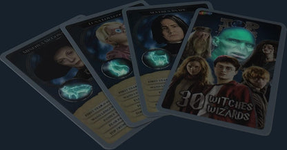 Top Trumps Harry Potter Witches and Wizards Collectors Tin Card Game, board the Hogwarts express with 30 cards with a glow-in-the-dark feature, gifts for boys and girls aged 6 plus