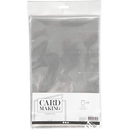 Cellophane Bags, W: 16,8 cm, H: 23 cm, 50pcs, 30 micron
