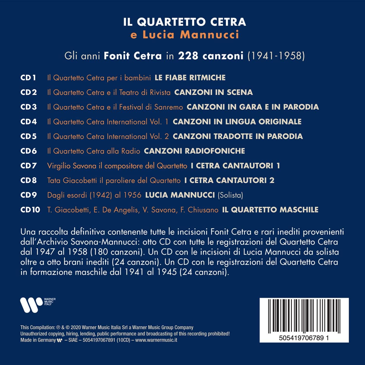 Gli Anni Fonit Cetra in 228 Canzoni (1941 - 1958) (Box t.