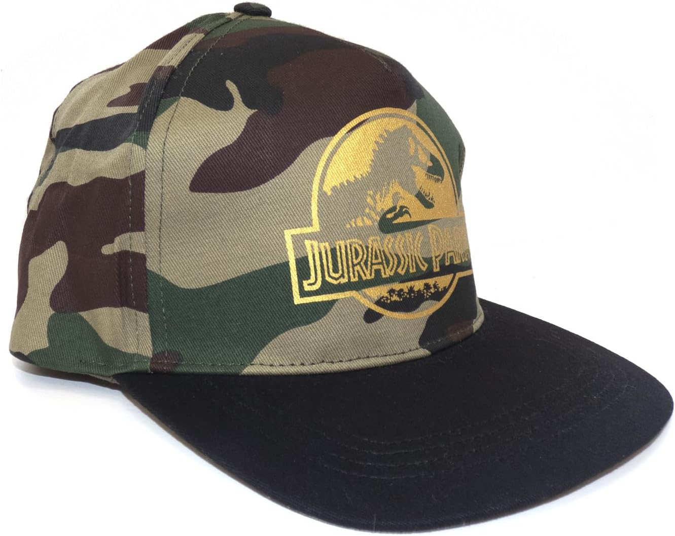 Heroes Inc. Herren Jurassic Park-Gold Logo Black Snapback Cap Baseballkappe, Camo Grün, One Size