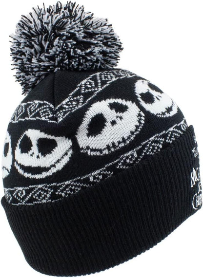 The Nightmare Before Christmas Beanie Pom-Basic Snow Cap, Multi-Coloured, One Size