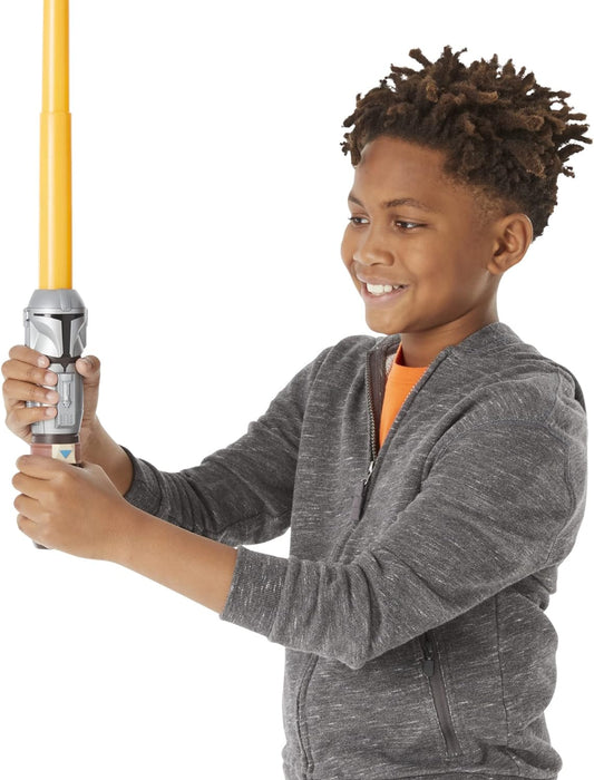 STAR WARS Lightsaber Squad The Mandalorian Extendable Orange Lightsaber Roleplay Toy for Kids Ages 4 and Up, Multicolored (F1043