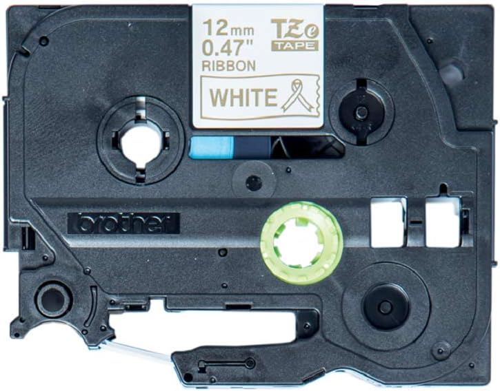 Brother TZe-R234 Labelling Tape Cassette, Gold on White, 12mm (W) x 4M (L), Ribbon Tape, Brother Genuine Supplies