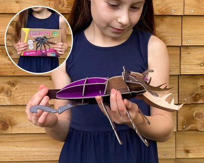 Build Your Own Striking Stag Beetle - Pull Tab Pincer Snapping Action - Eco Friendly Cardboard Craft Kit - Ages 8+