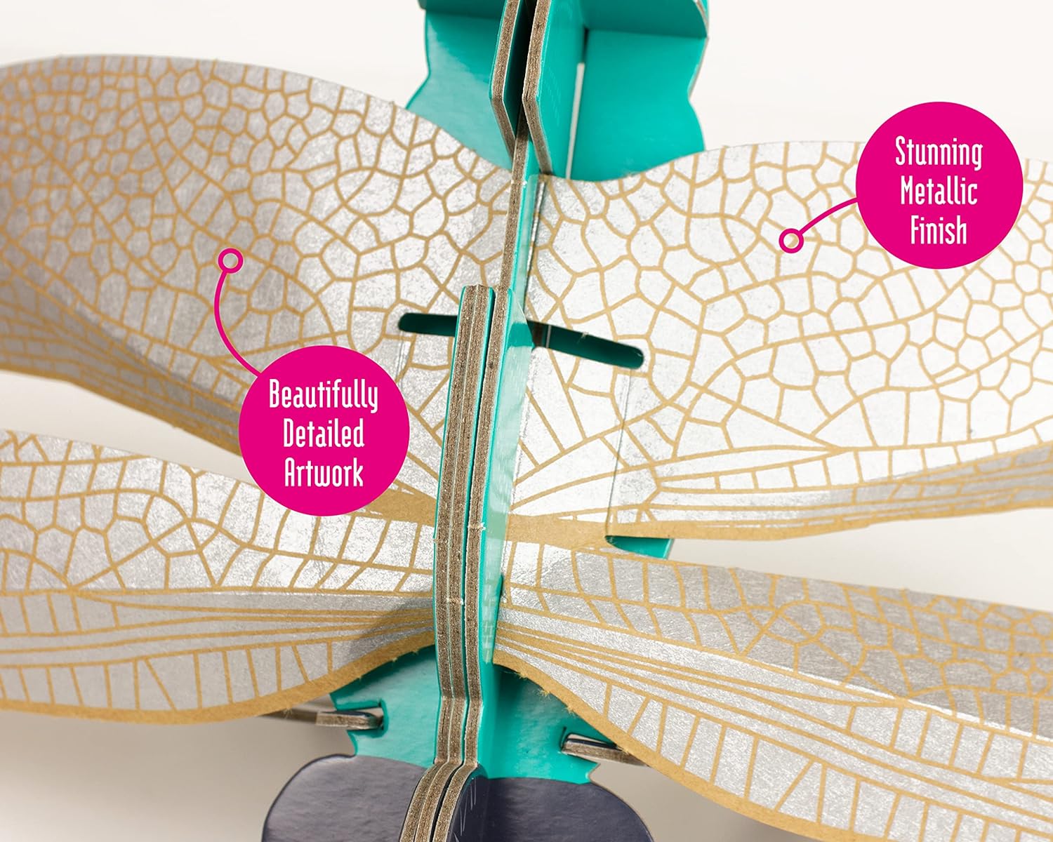 Build Your Own Beautiful Dragonfly - Pull Tab Flapping Wing Action - Eco Friendly Cardboard Craft Kit - Ages 8+