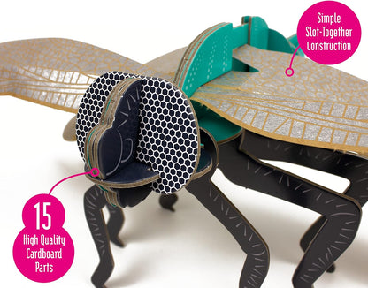 Build Your Own Beautiful Dragonfly - Pull Tab Flapping Wing Action - Eco Friendly Cardboard Craft Kit - Ages 8+