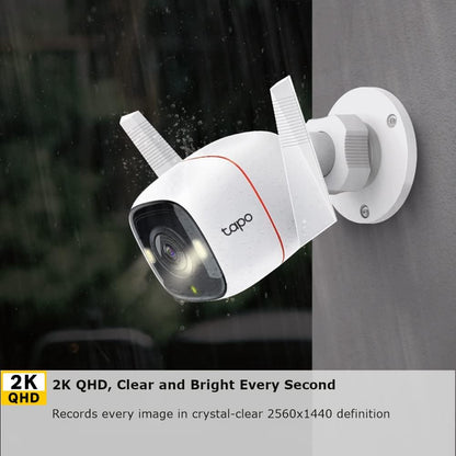 Tp Link Tapo Outdoor Security Wifi Camera White With Ultra Hd Night Vision And Motion Detection