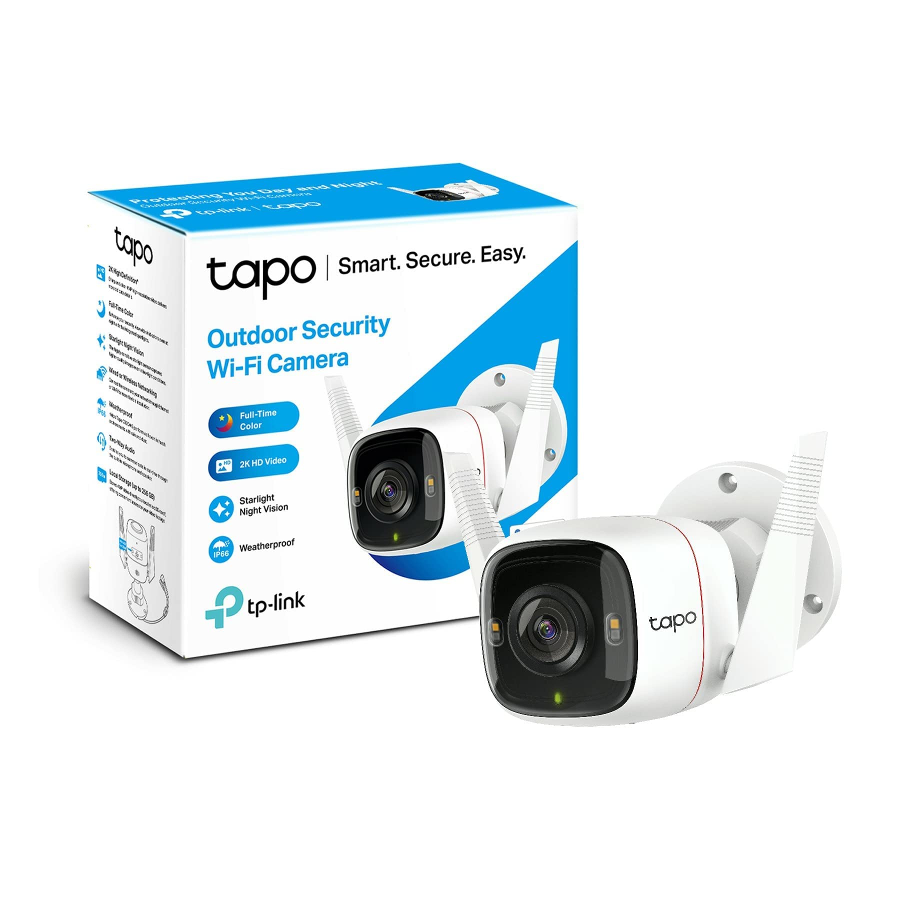 Tp Link Tapo Outdoor Security Wifi Camera White With Ultra Hd Night Vision And Motion Detection