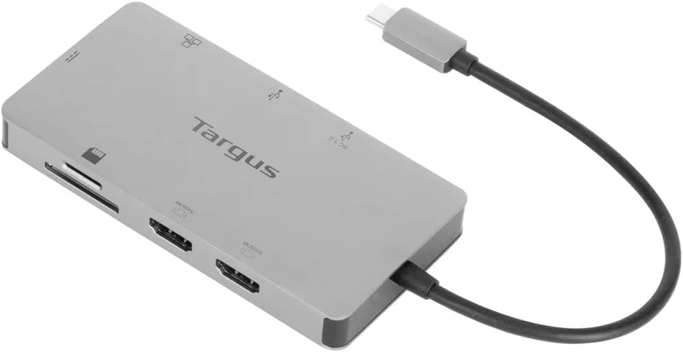 Targus Docking Station USB-C Dual HDMI 4K Monitor Display Ports, Gigabit Ethernet, Micro SD, 2x USB 3.0 (DOCK423EU