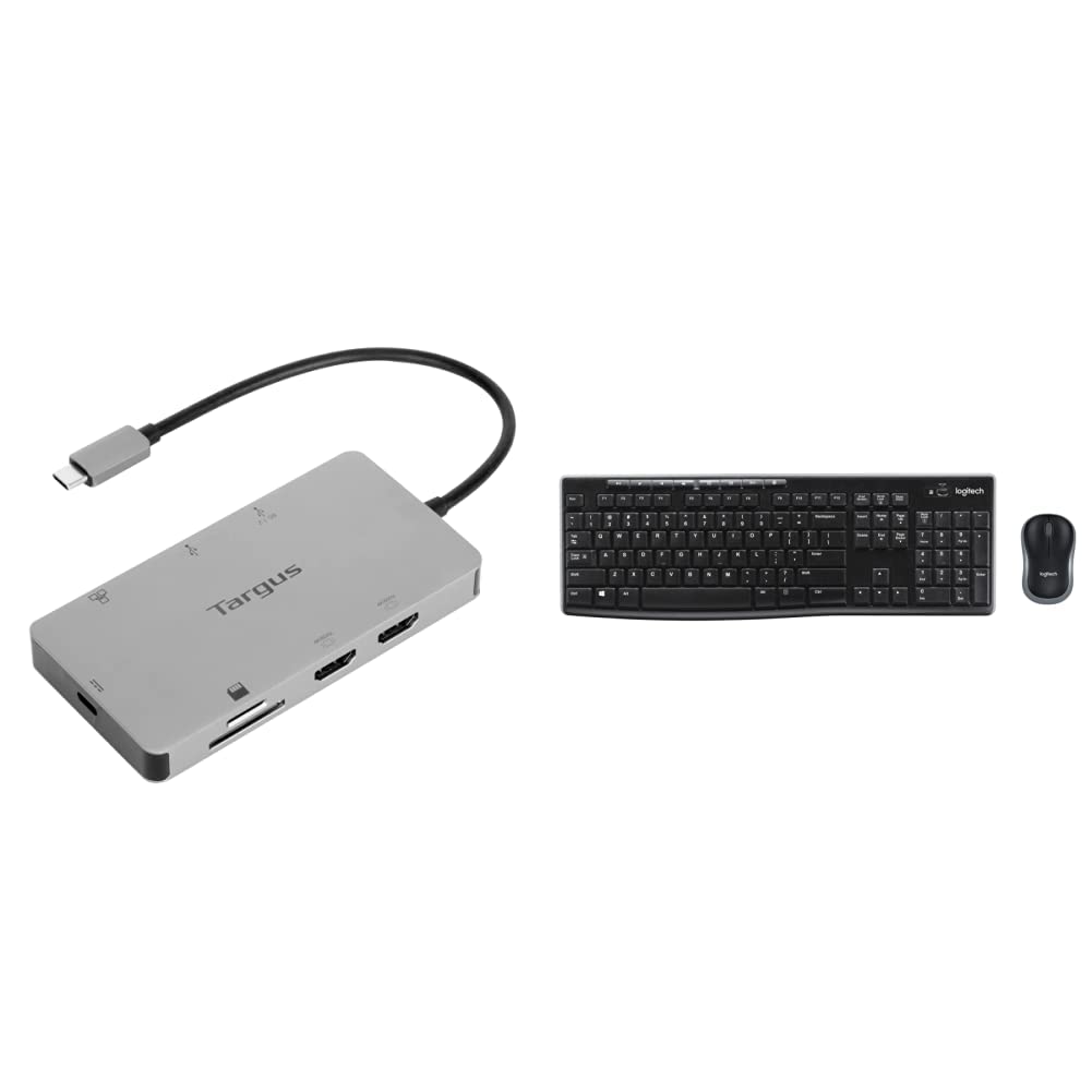 Targus Docking Station USB-C Dual HDMI 4K Monitor Display Ports, Gigabit Ethernet, Micro SD, 2x USB 3.0 (DOCK423EU