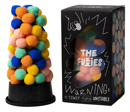 CMYK The Fuzzies Quick Game of Balance, Combines Little Pompom Balls with Gravity-Defying Towers Fun, Competitive Game For 2 or More Players, For Ages 6 to Adult, Don't Topple the Tower
