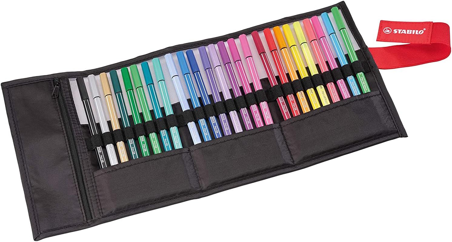 Rotulador premium STABILO Pen 68 - Estuche ARTY rollerset con 25 colores (5 neón)