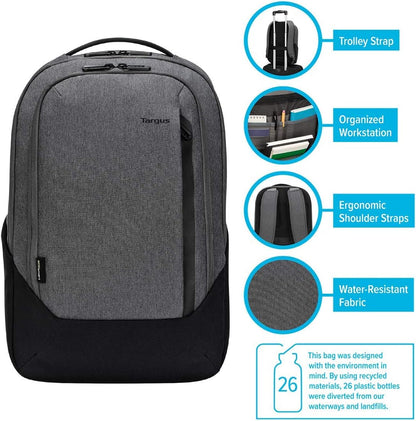 Targus Cypress Hero Backpack with EcoSmart Designed for Business Traveler and School fit up to 15.6-Inch Laptop/Notebook, Gray (TBB58602GL