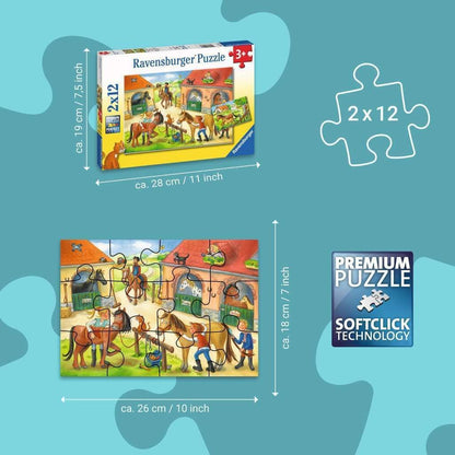 Ravensburger Children's Puzzle - 05178 Holidays on the Horse Farm - Puzzle for Children from 3 Years with 2 x 12 Pieces