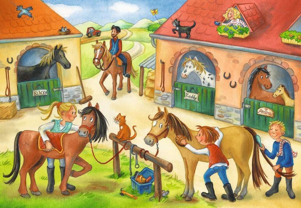 Ravensburger Children's Puzzle - 05178 Holidays on the Horse Farm - Puzzle for Children from 3 Years with 2 x 12 Pieces