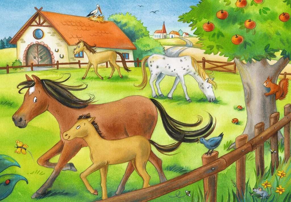 Ravensburger Children's Puzzle - 05178 Holidays on the Horse Farm - Puzzle for Children from 3 Years with 2 x 12 Pieces