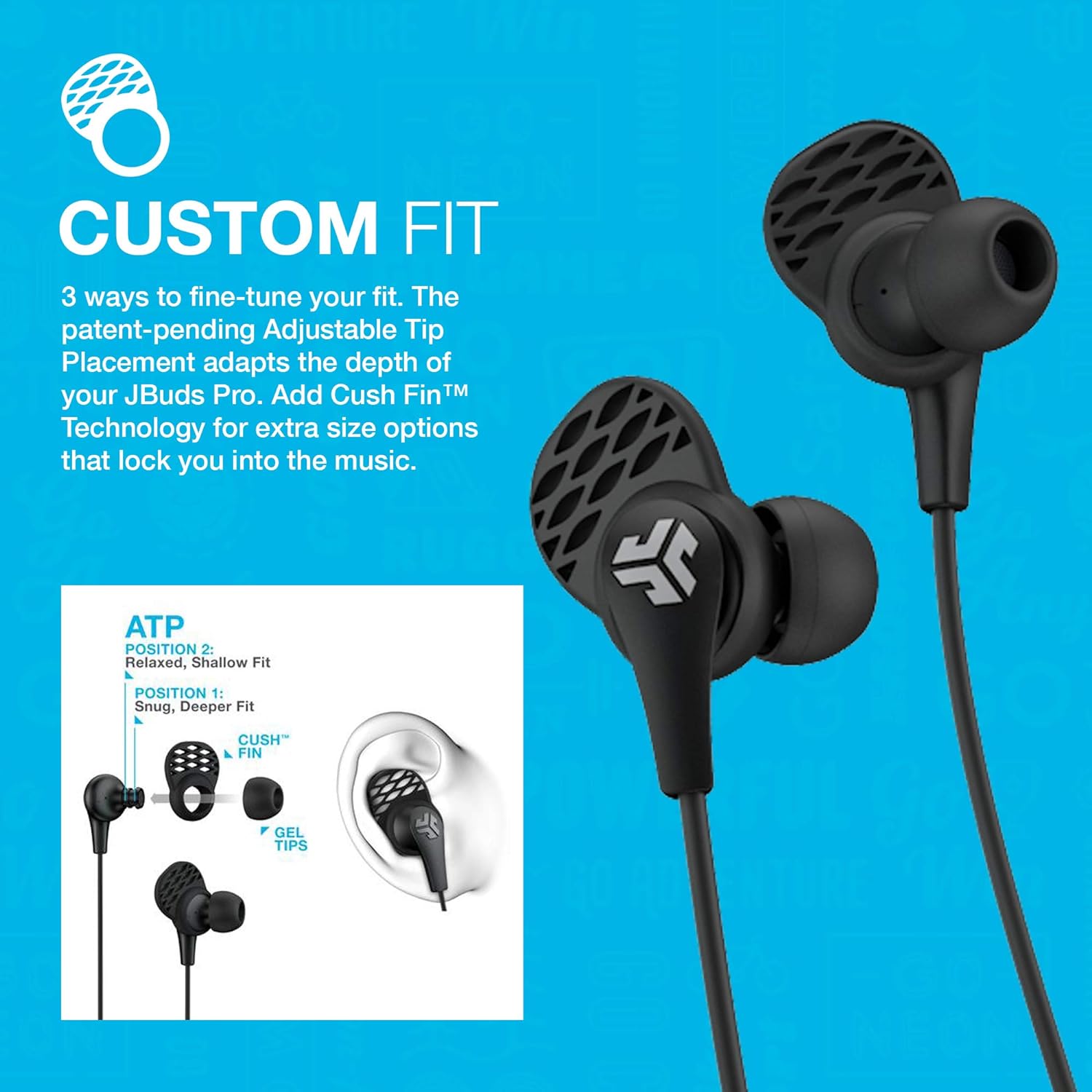 JLab JBuds Pro Bluetooth Earbuds Wireless, Best Fit Pro Earbuds with Noise Isolation, Titanium 10mm Drivers, Custom Fit Gel Tips and Cush Fins - Bluetooth Earphones With Microphone