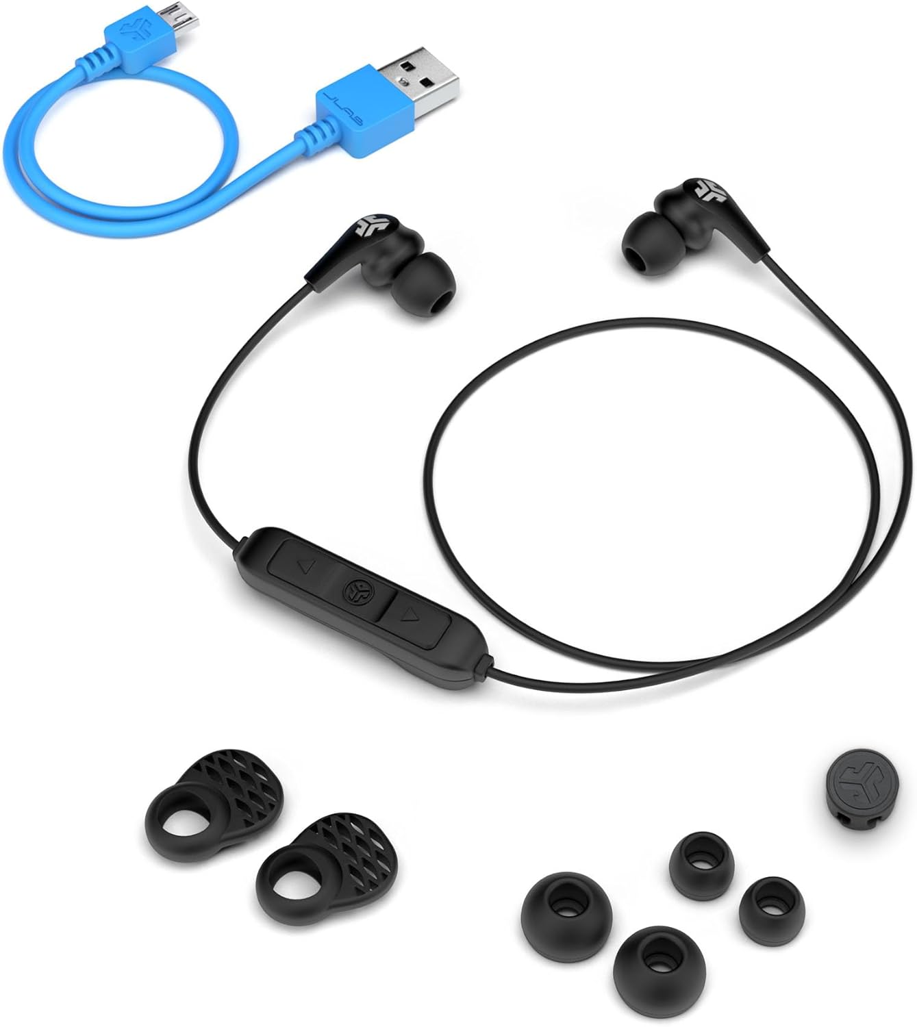 JLab JBuds Pro Bluetooth Earbuds Wireless, Best Fit Pro Earbuds with Noise Isolation, Titanium 10mm Drivers, Custom Fit Gel Tips and Cush Fins - Bluetooth Earphones With Microphone